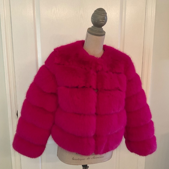 Fashion Pink Faux Fur Jacket Size M - Picture 4 of 9
